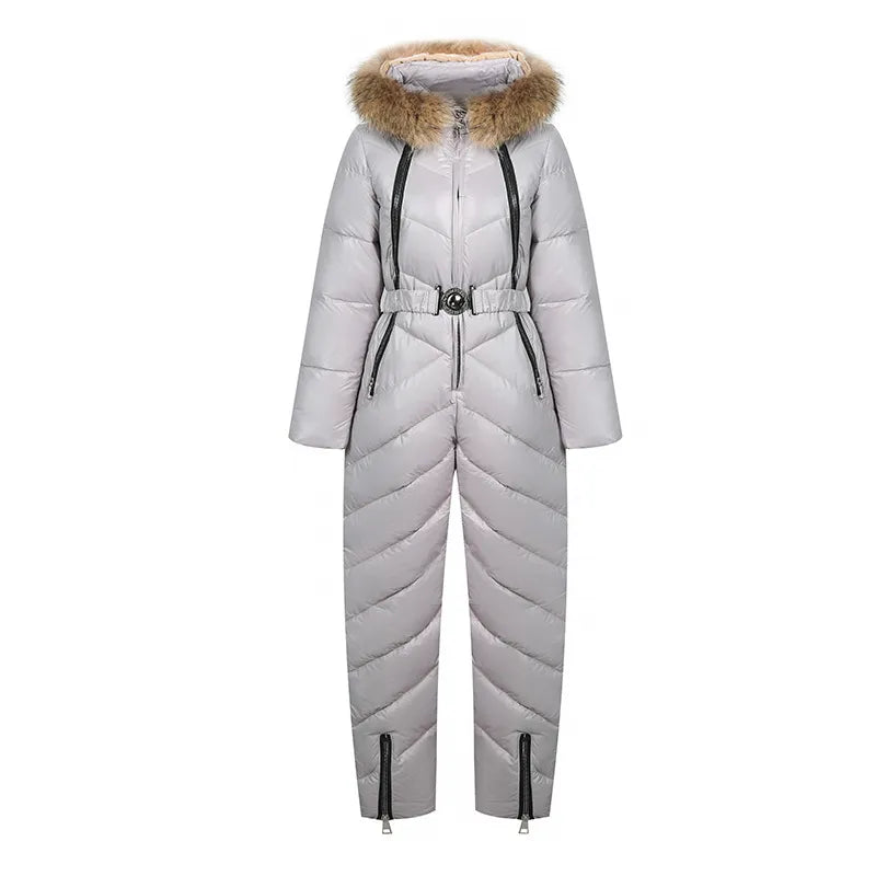 Lozenda - Lässiger Winter Skianzug mit Pelzkragen für Frauen