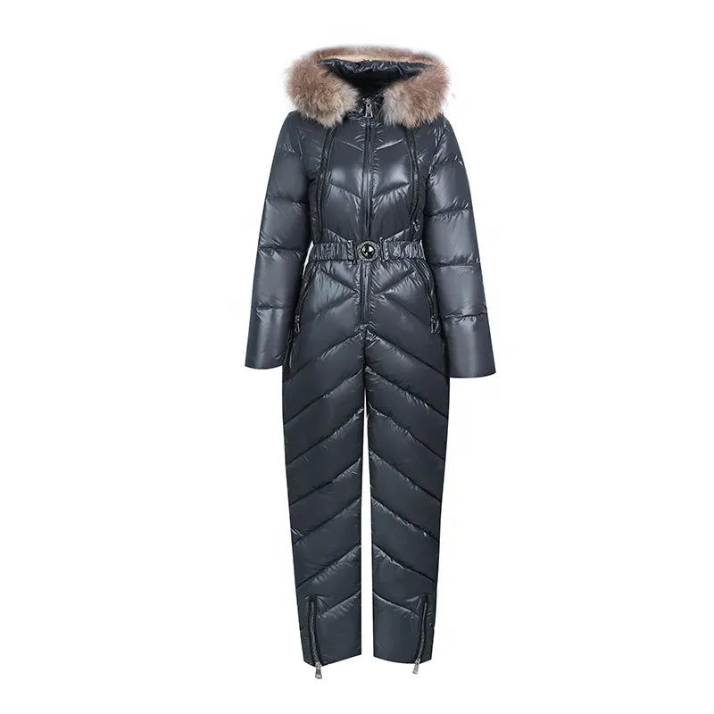 Lozenda - Lässiger Winter Skianzug mit Pelzkragen für Frauen