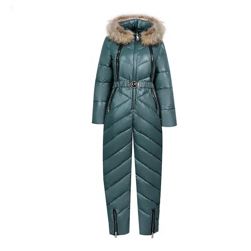 Lozenda - Lässiger Winter Skianzug mit Pelzkragen für Frauen
