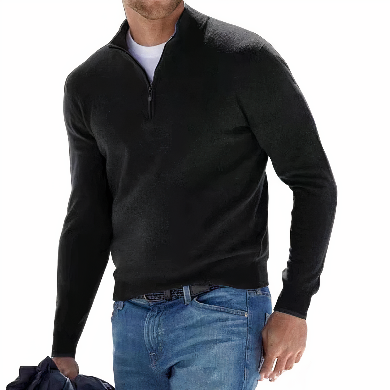 Lozenda - Pullover mit V-Ausschnitt und Reißverschluss