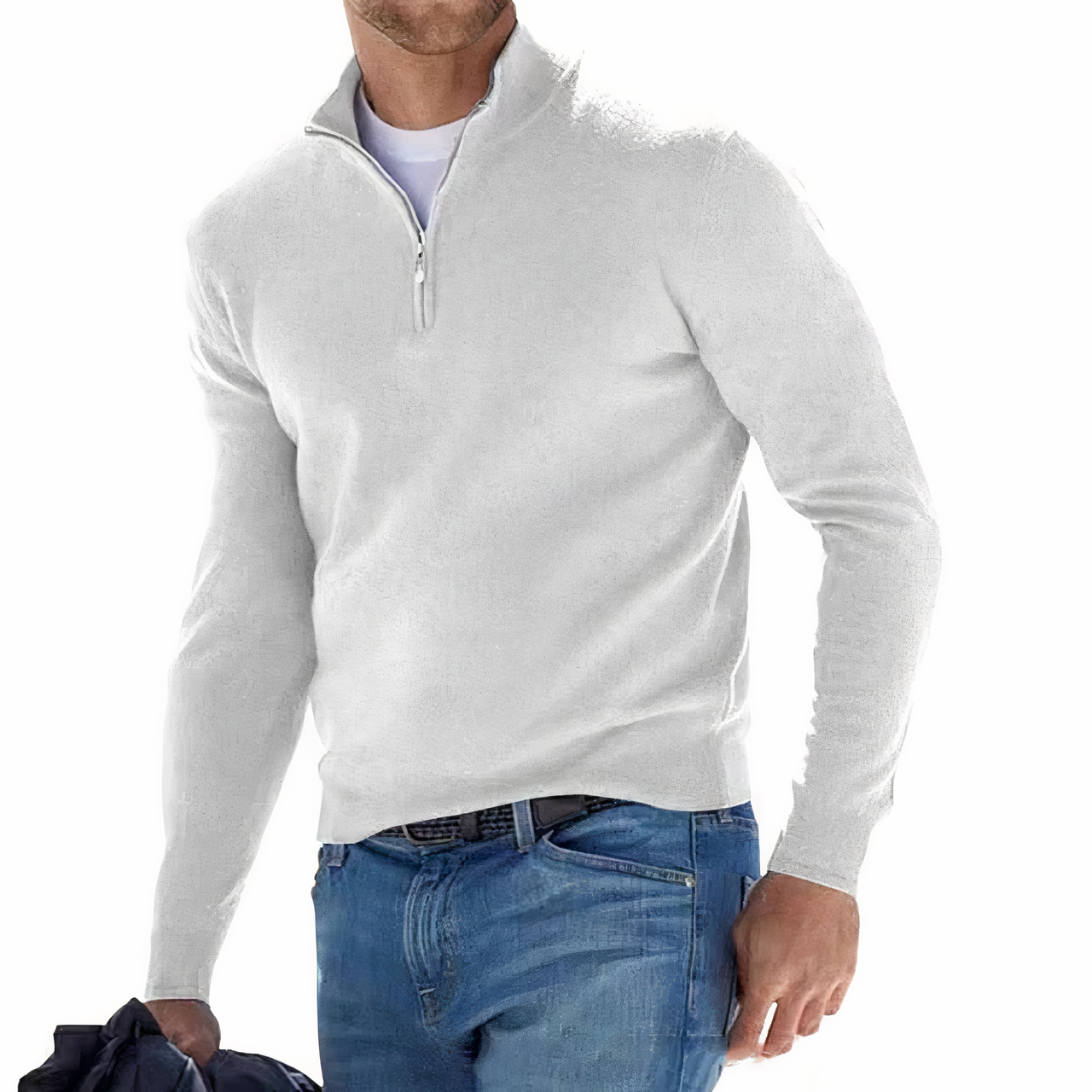 Lozenda - Pullover mit V-Ausschnitt und Reißverschluss