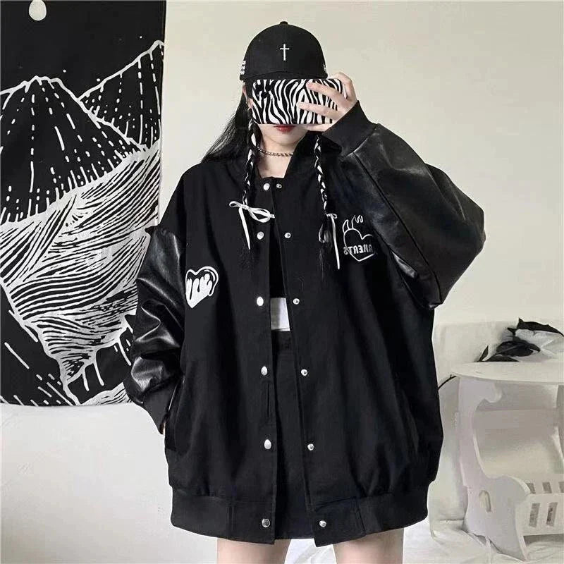 Lozenda - Schwarzer Harajuku Mantel für Frauen