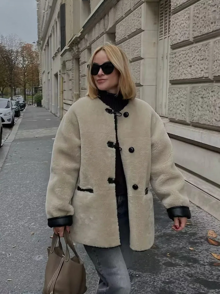 Lozenda - Warmer Mantel mit Einem Knopf
